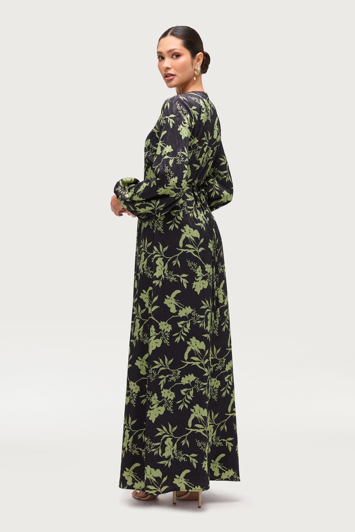 Adila Printed Maxi Dress - Midnight Green
