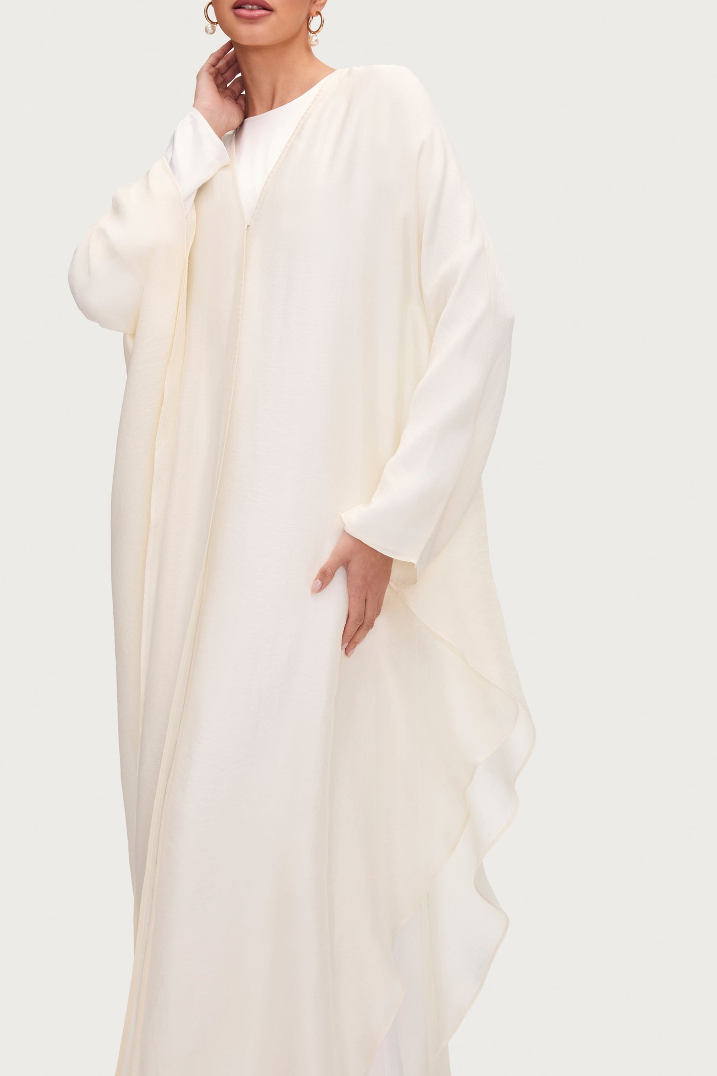 Ahlam Silk Abaya & Dress Set - Moonbeam