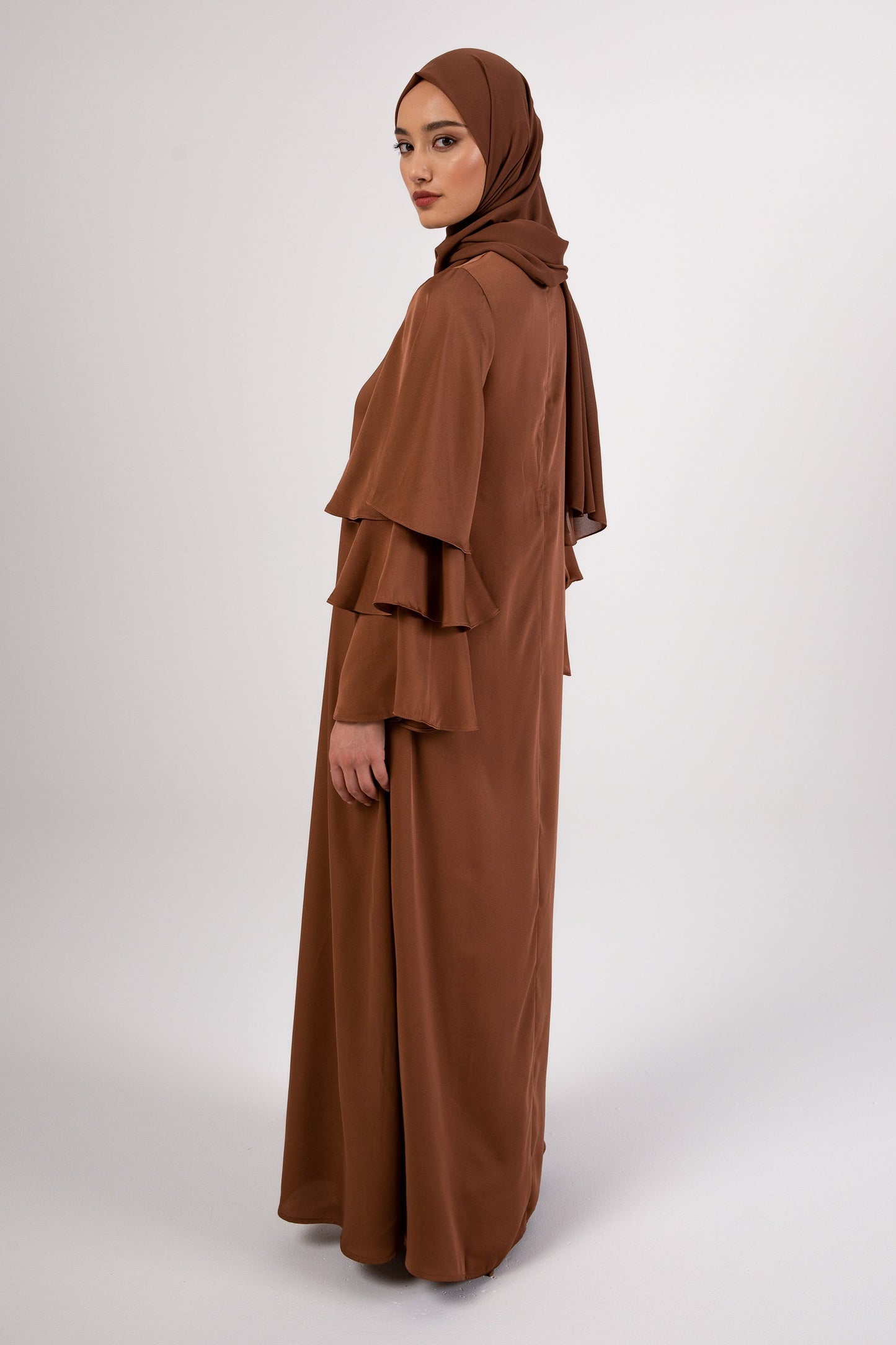 Celia Ruffle Sleeve Maxi Dress - Mushroom