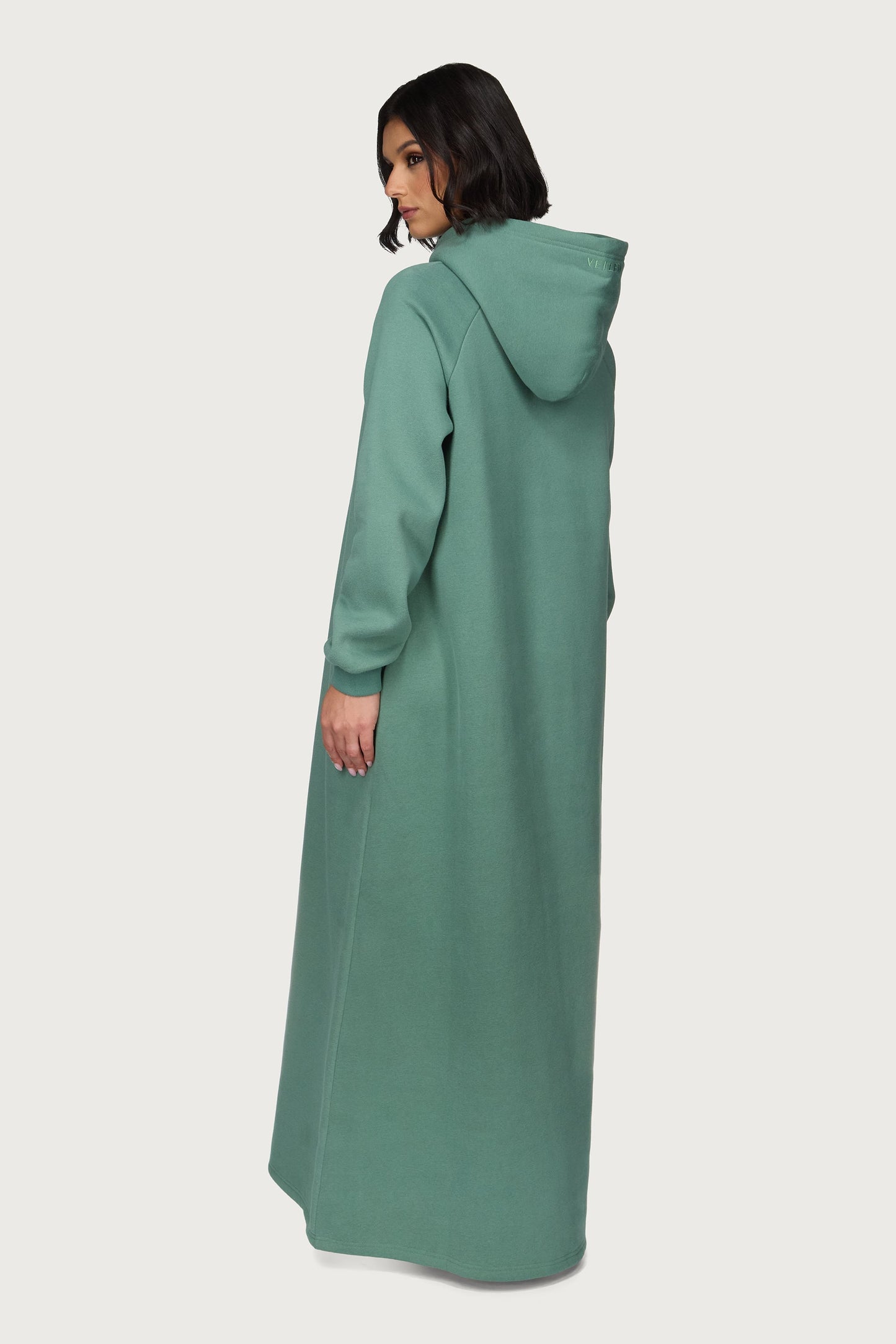 Cotton Hoodie Maxi Dress - Retro Green