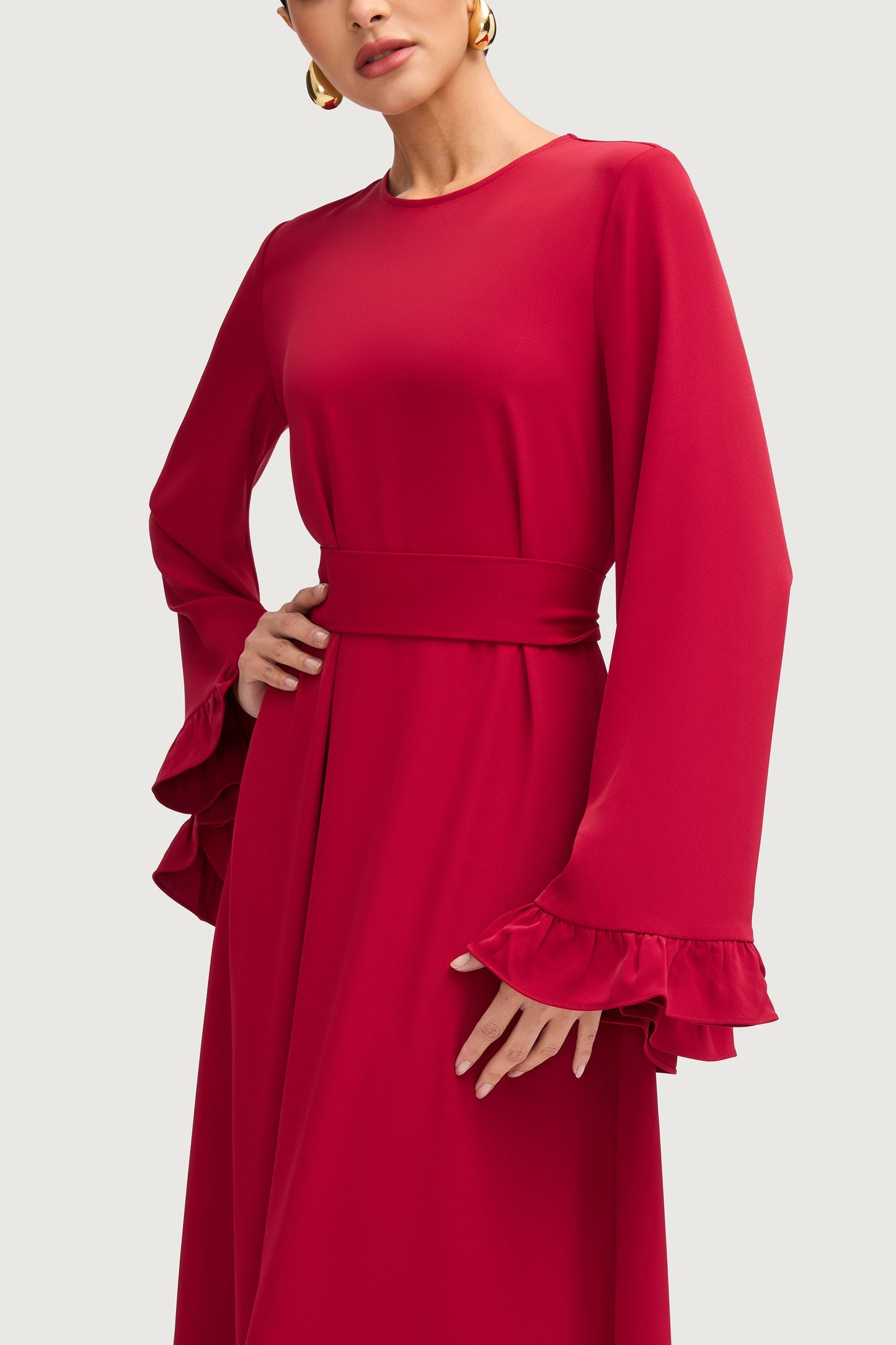 Mariam Ruffle Maxi Dress - Cherry Red