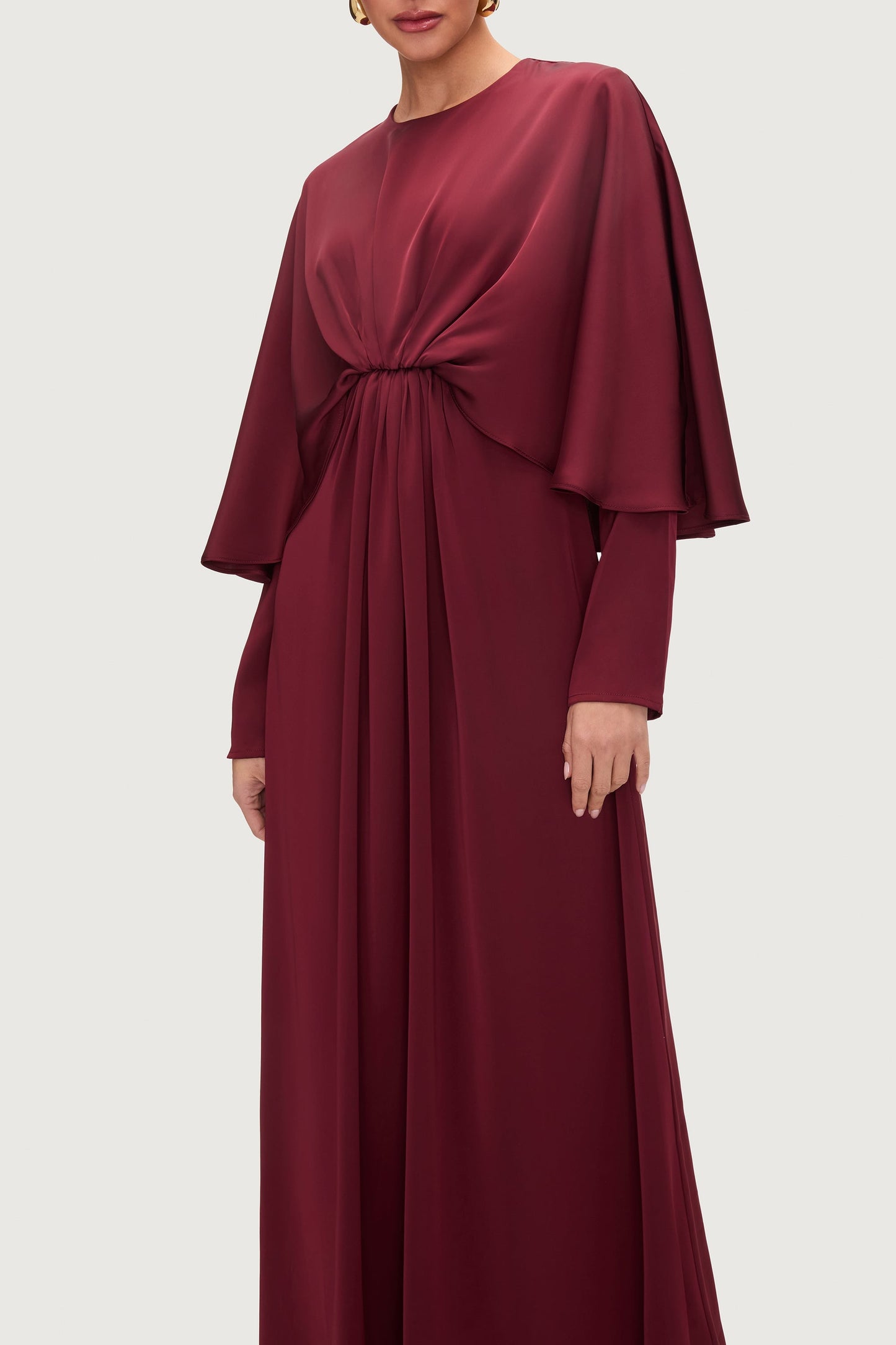 Najum Satin Cape Maxi Dress - Karaz