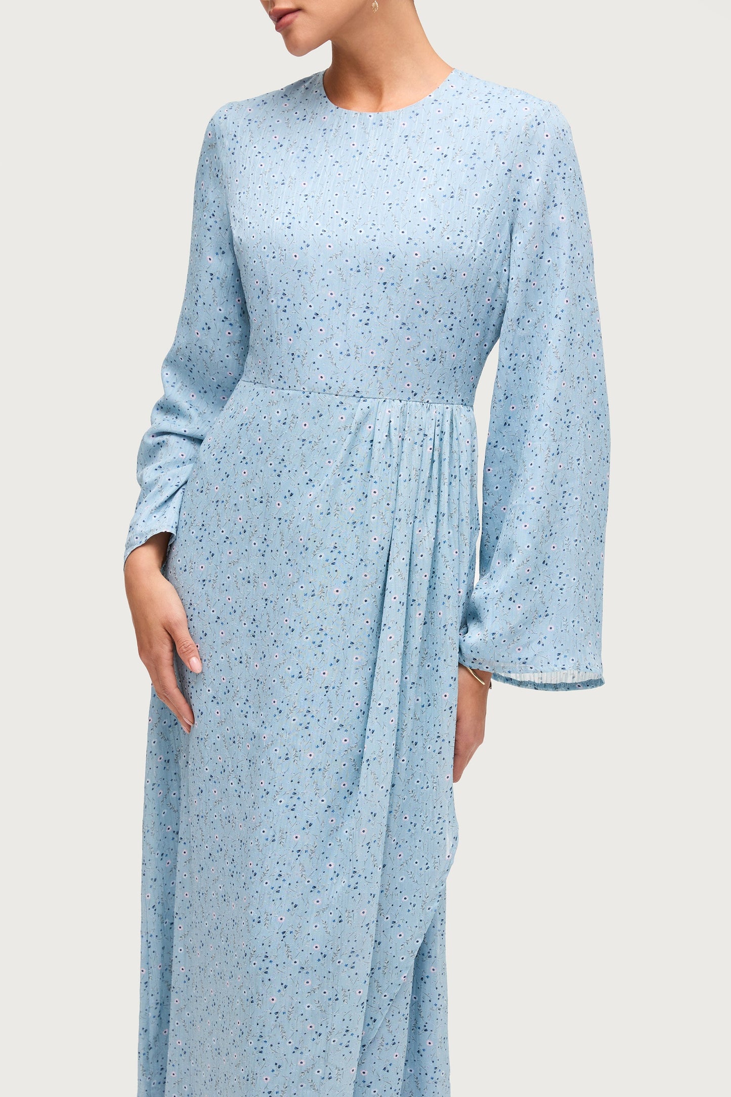 Printed Floral Maxi Dress - Aura Blue