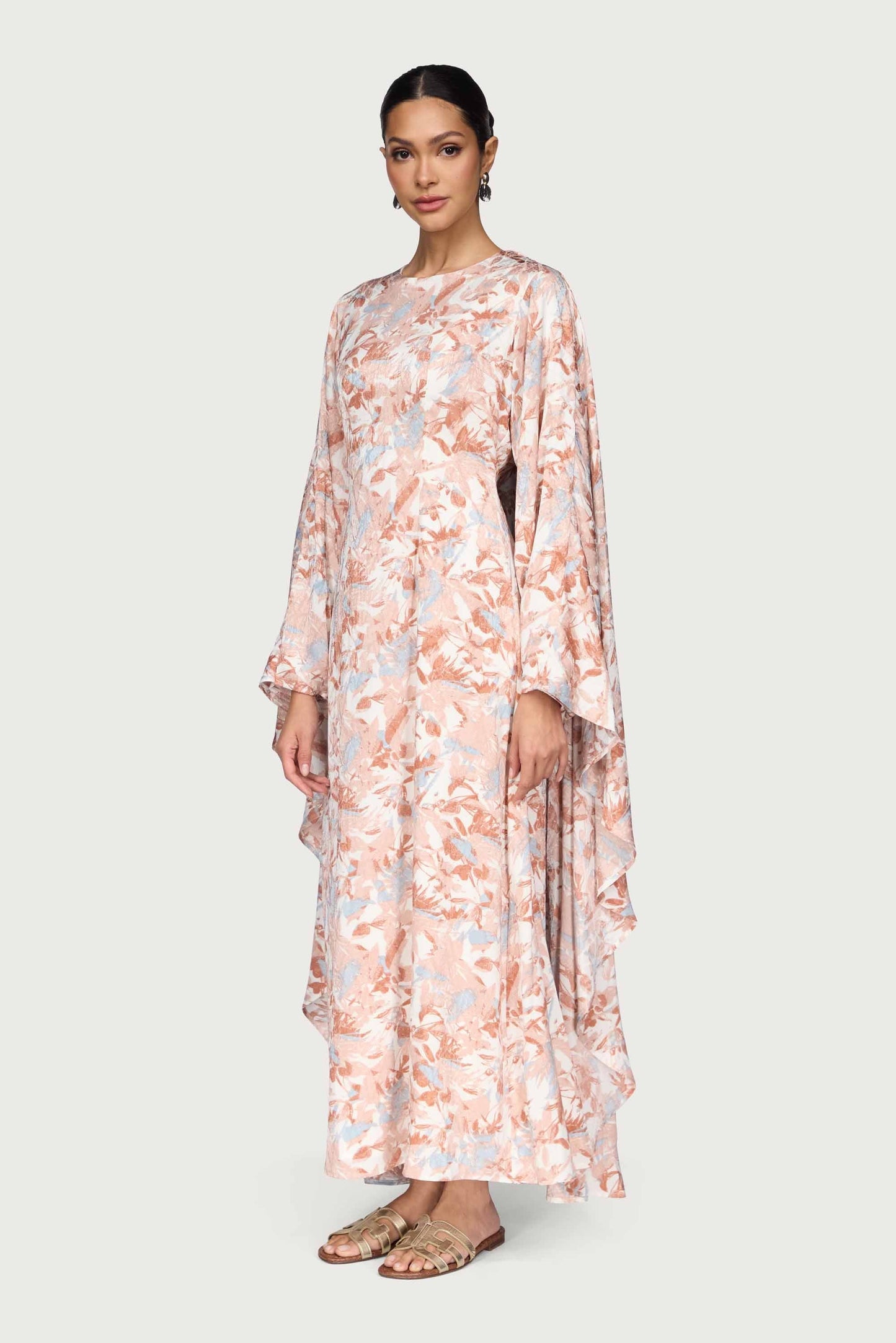 Printed Kaftan Maxi Dress - Pink