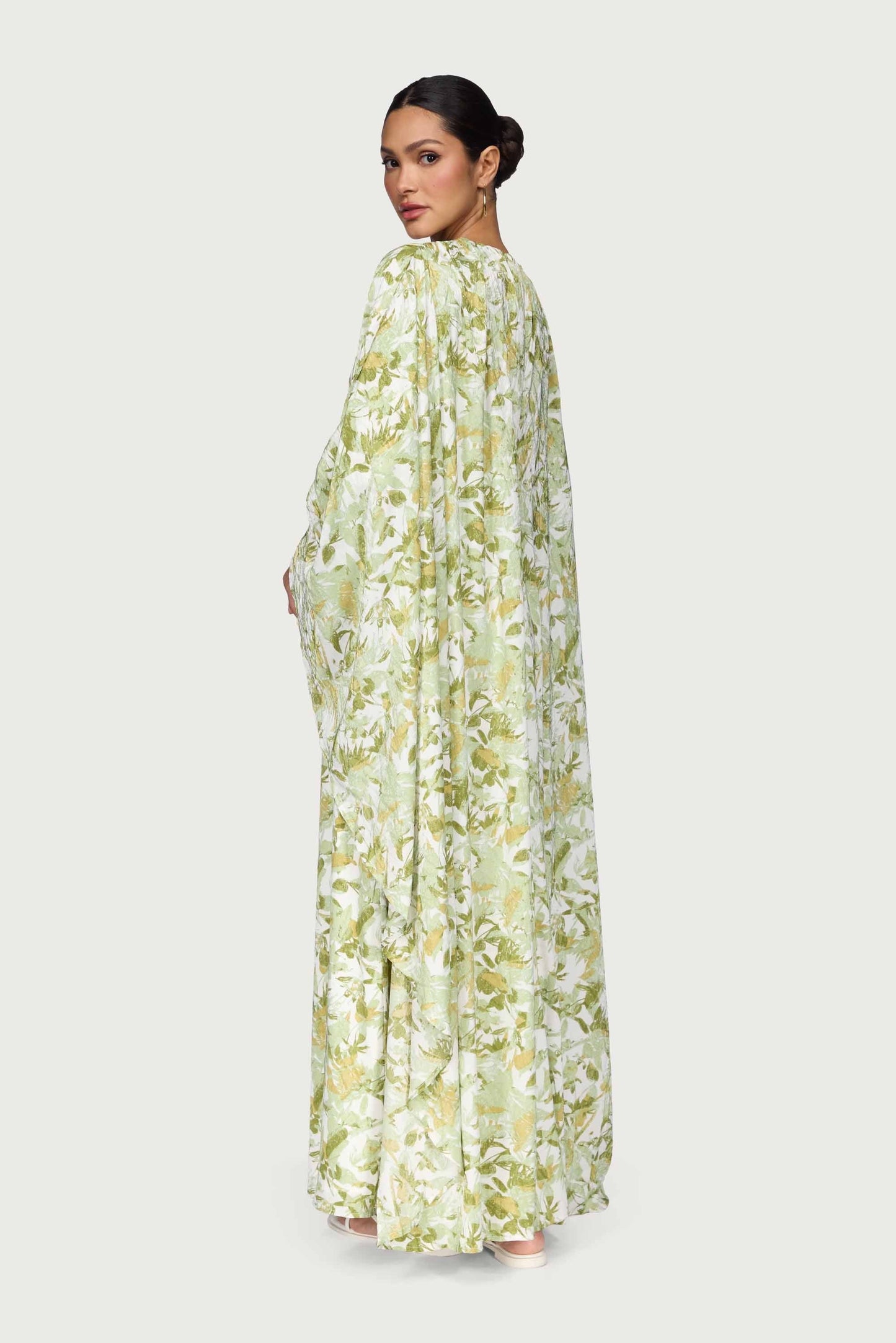 Printed Kaftan Maxi Dress - Sage