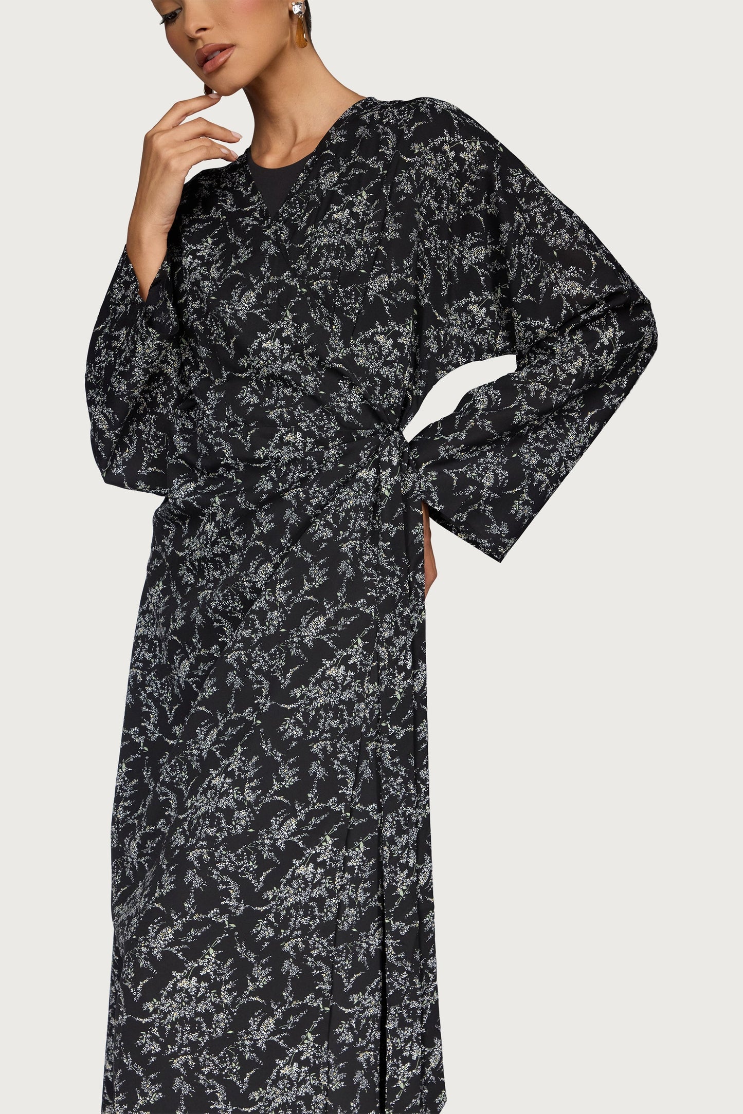 Printed Wrap Kimono Dress