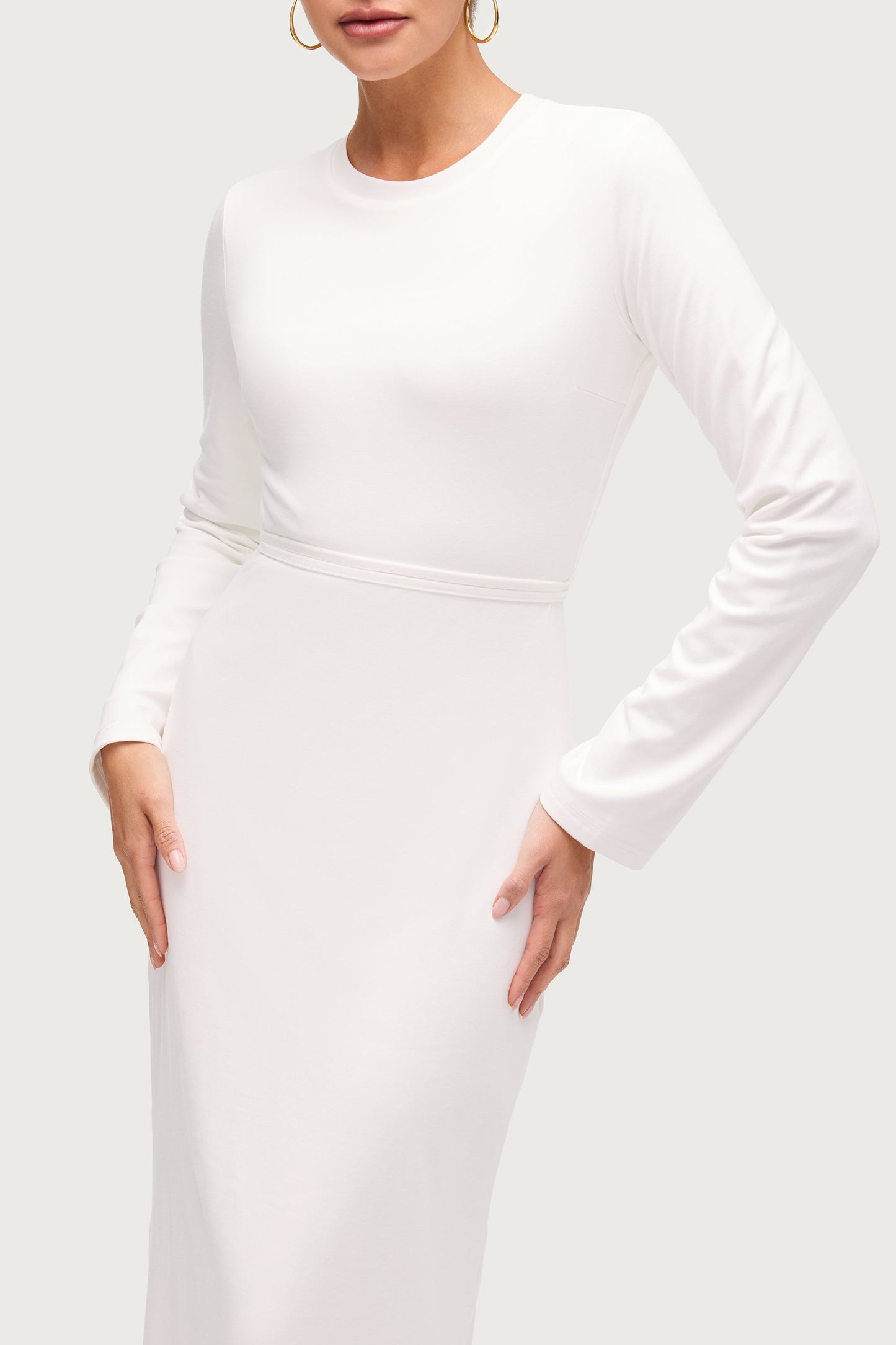 Ribbed Cotton Maxi Dress - White