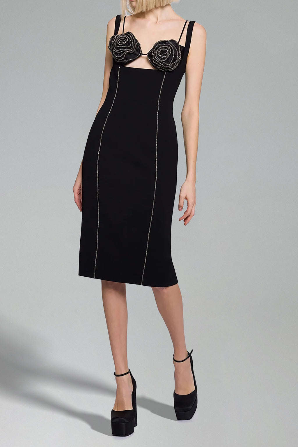 Lalila Halter Flower Bandage Midi Dress	