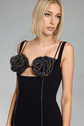 Lalila Halter Flower Bandage Midi Dress	