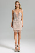 Kianala Halter Tessal Mini Dress - Silver	
