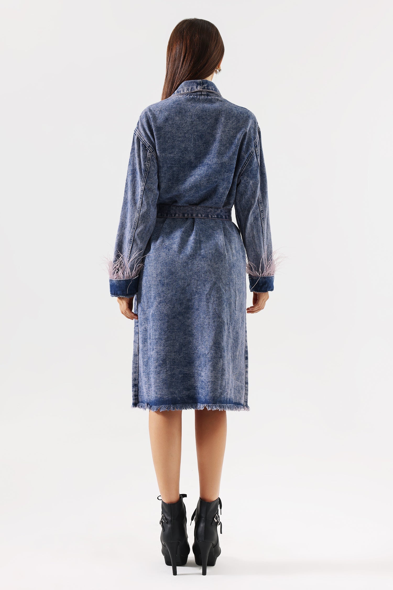 Lavender Feather Denim Coat	