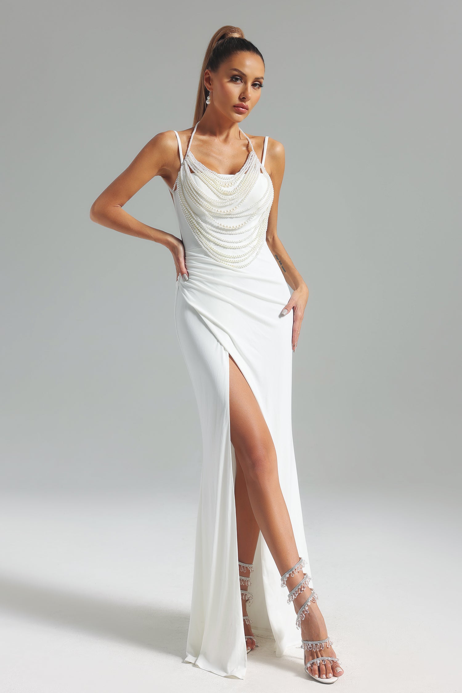 Jayne Pearl Hight Slit Maxi Dress	