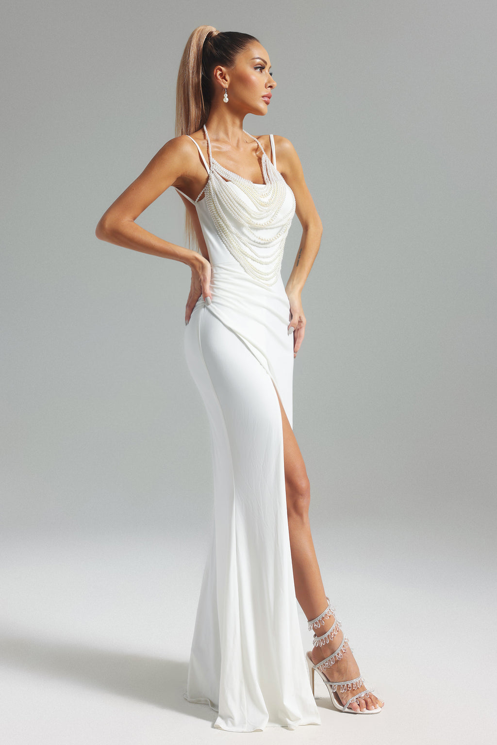 Jayne Pearl Hight Slit Maxi Dress	