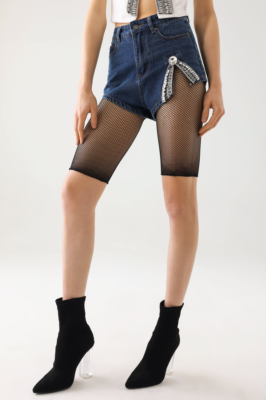 Rcia Diamante Denim Shorts	