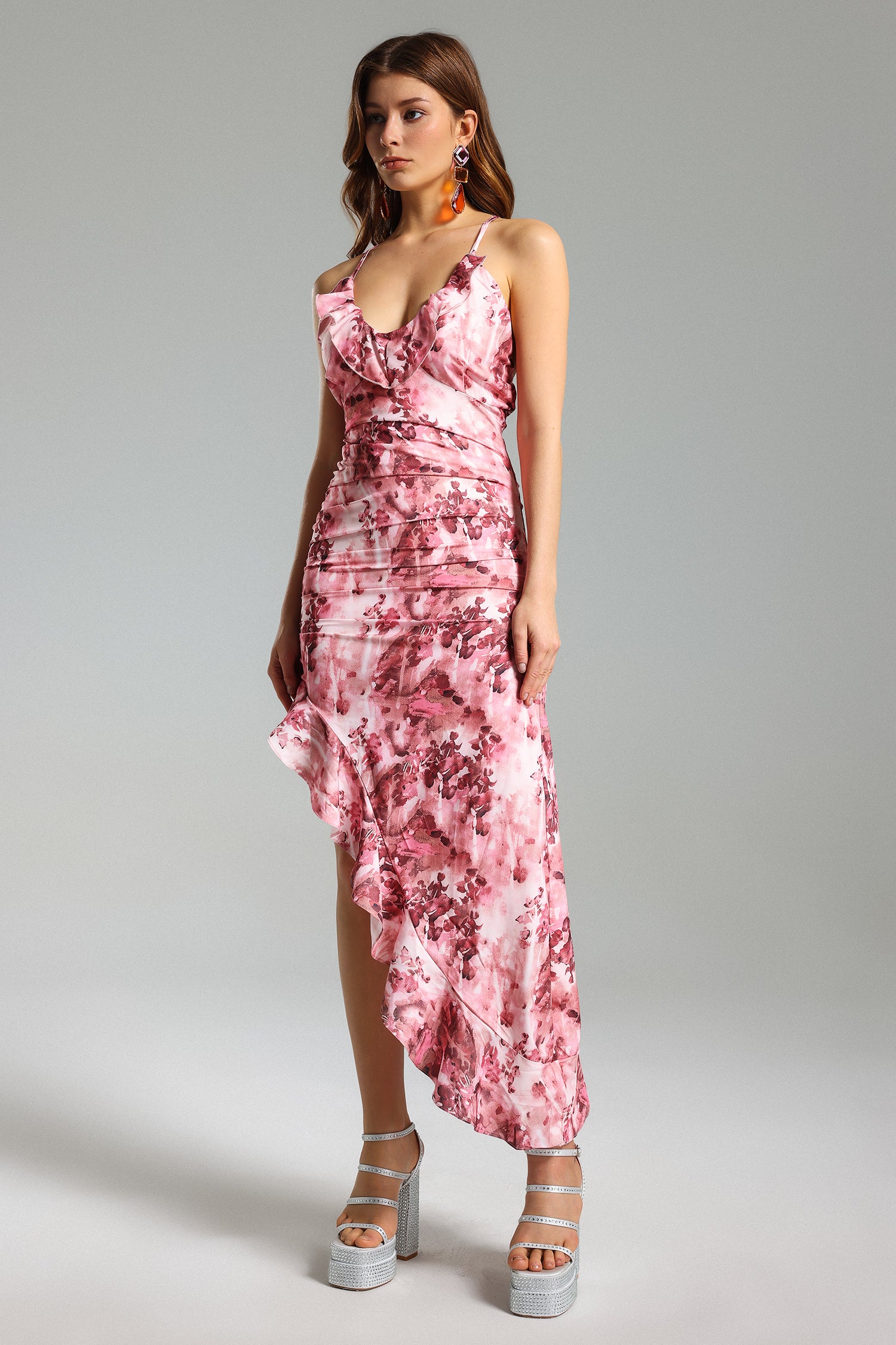 Fayie Floral Ruffled Skew Dress	