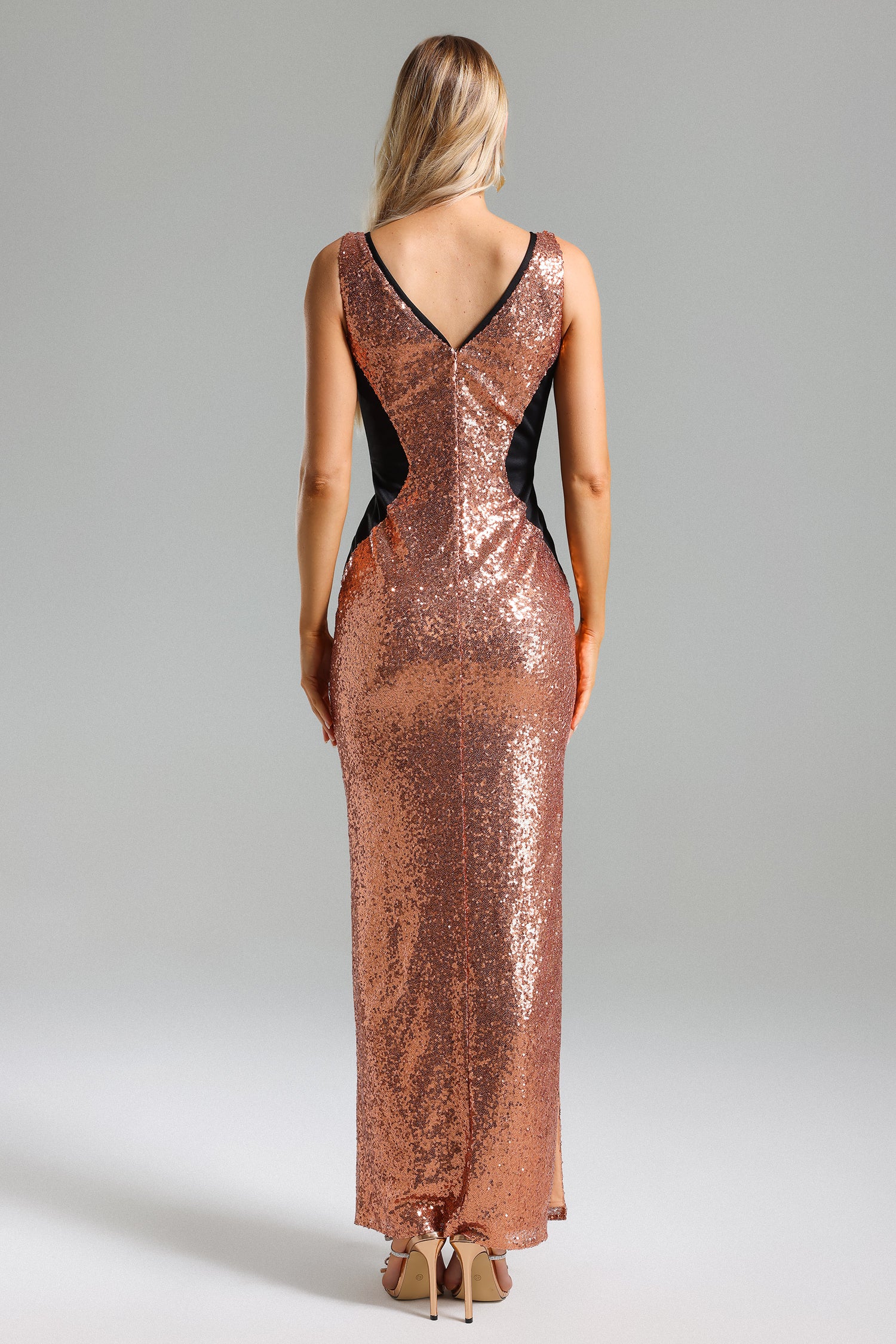 Winifred V Neck Sequins Maxi Dress	