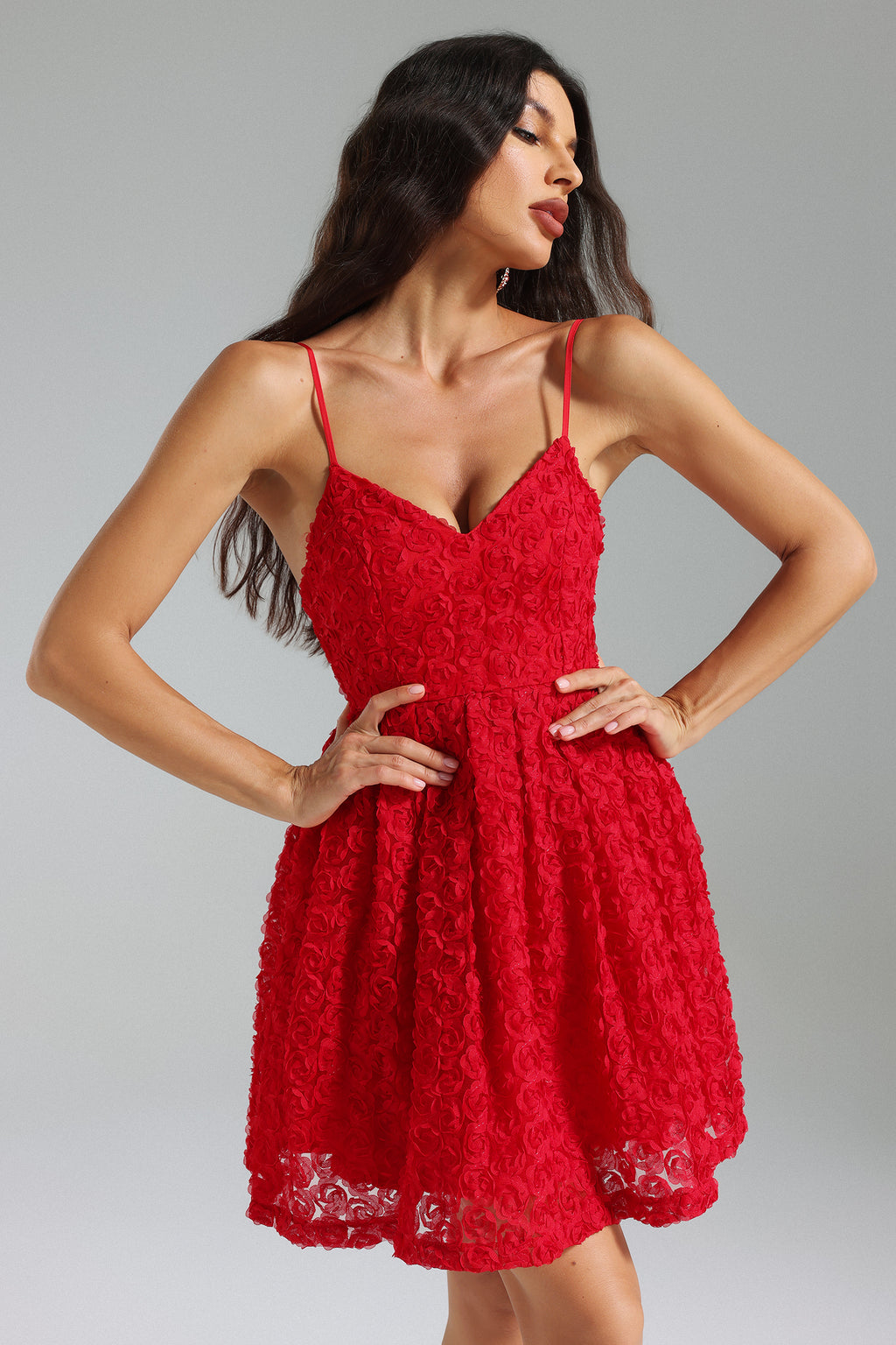 Ikira Flower V Neck Flared Dress	