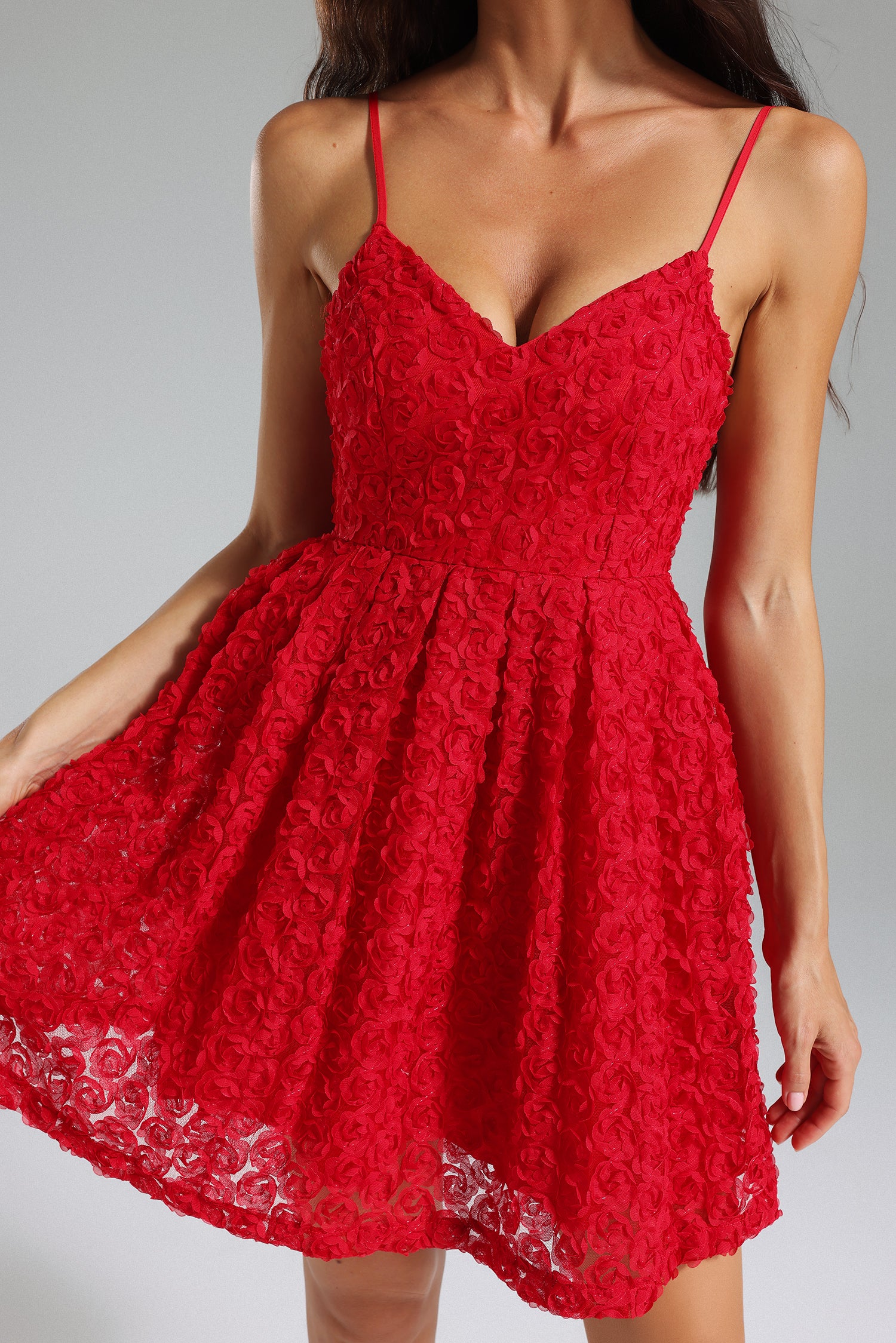 Ikira Flower V Neck Flared Dress	