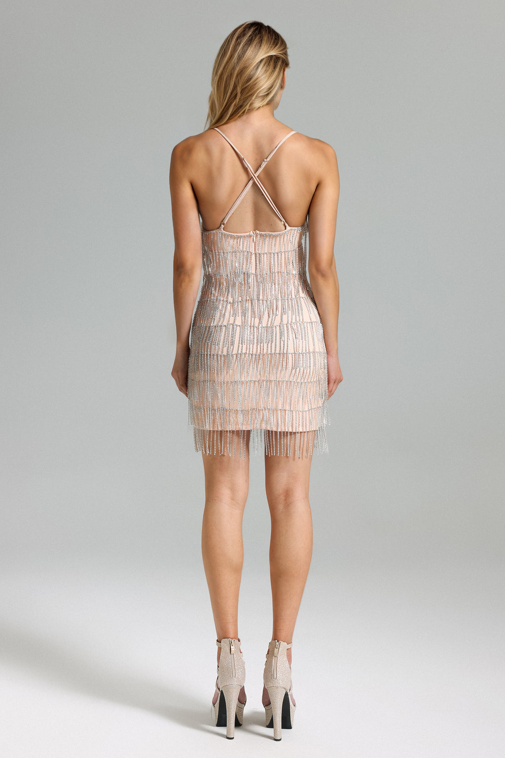 Kianala Halter Tessal Mini Dress - Silver	