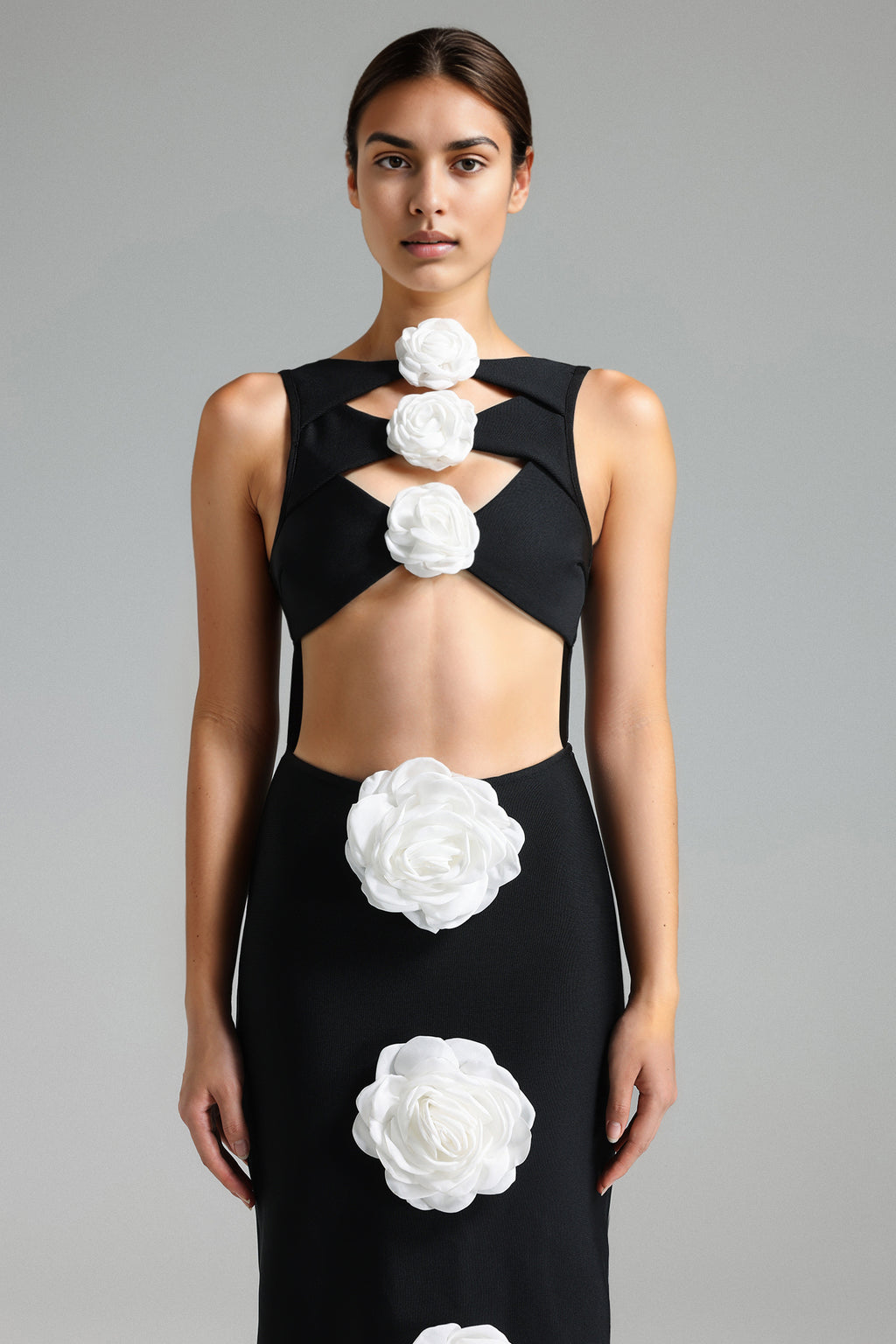 Ginny Cut Out Flowers Midi Dress	