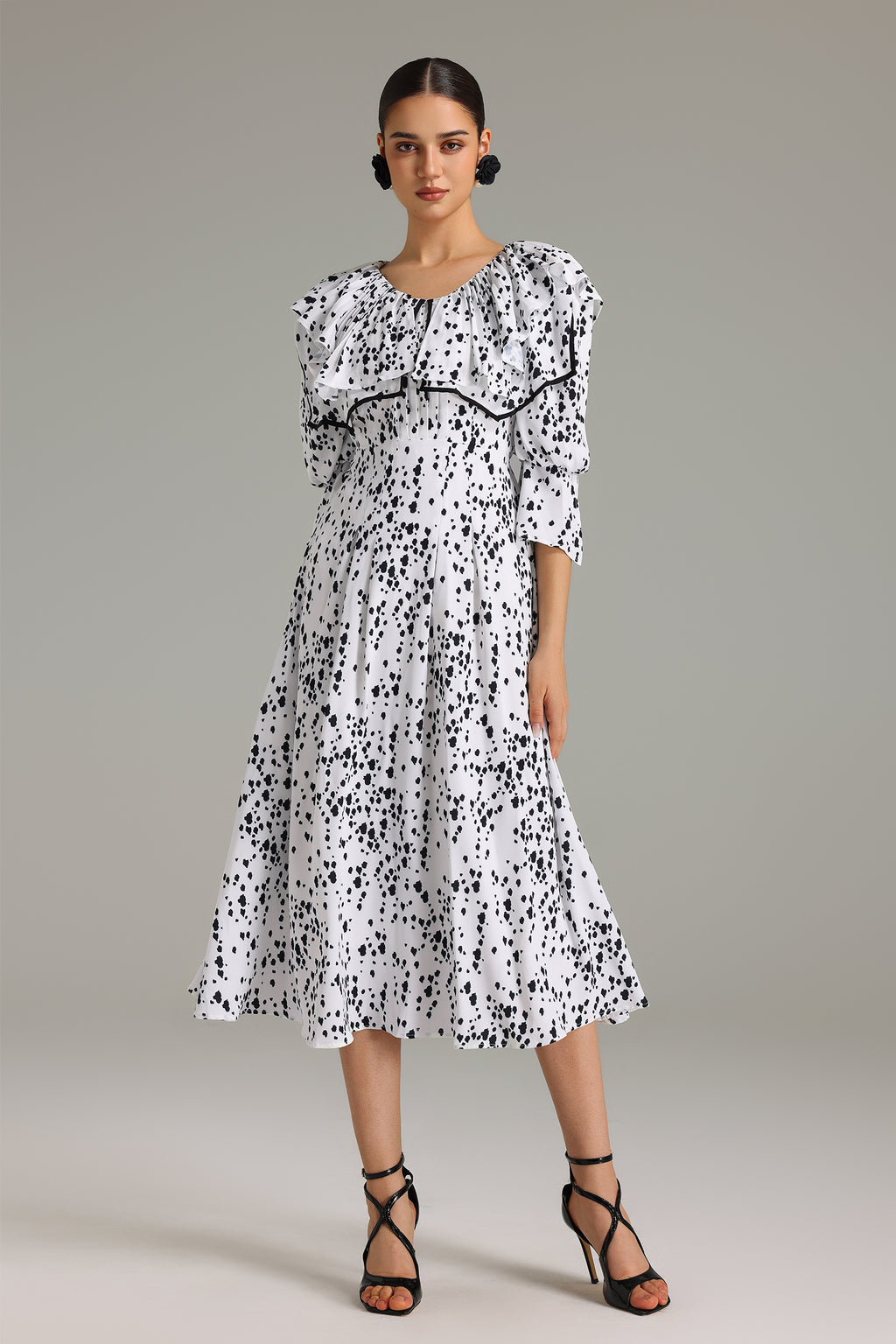 Ninao Flounced Printed Midi Dress	