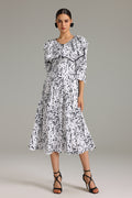 Ninao Flounced Printed Midi Dress	