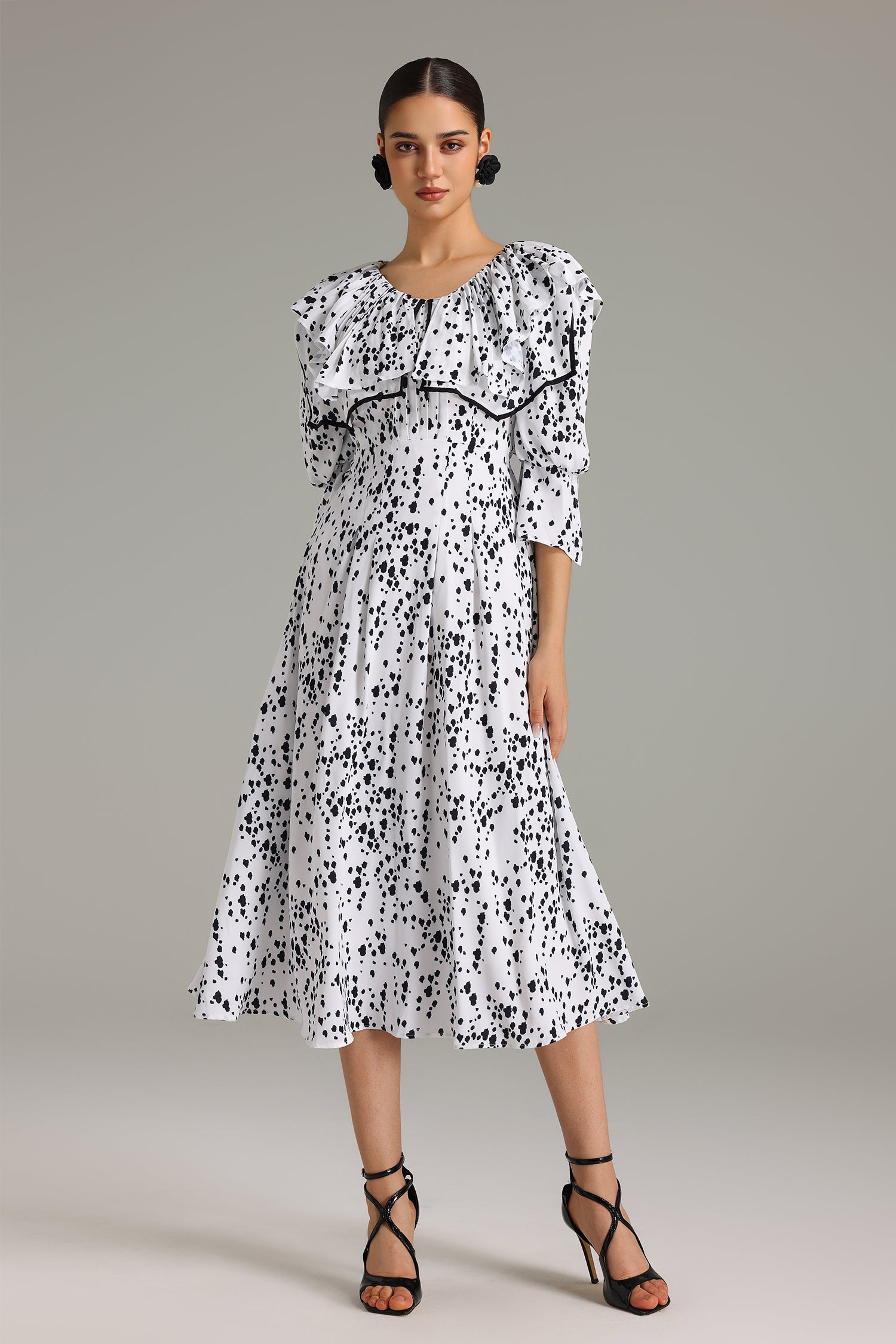 Ninao Flounced Printed Midi Dress	