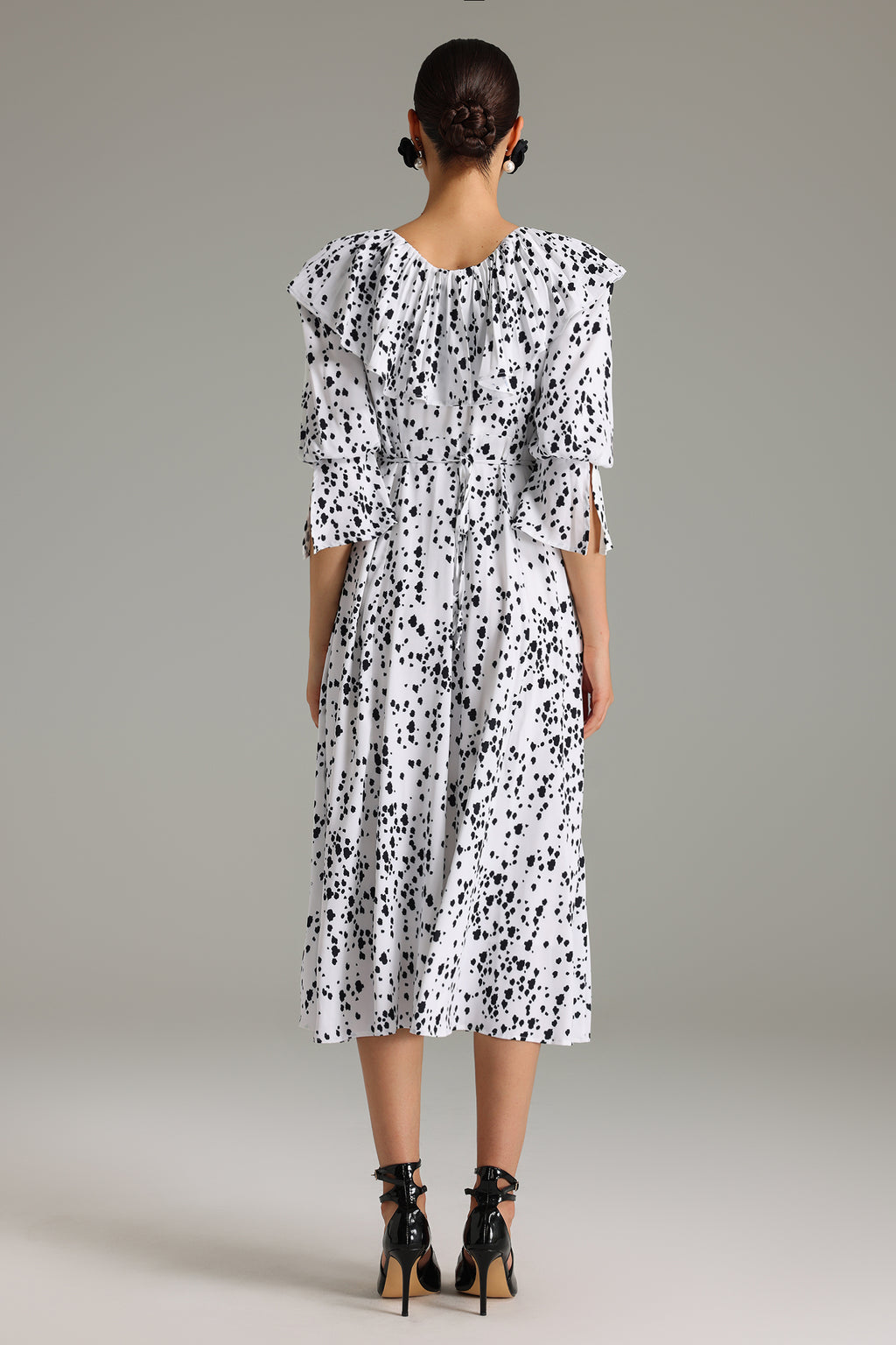Ninao Flounced Printed Midi Dress	