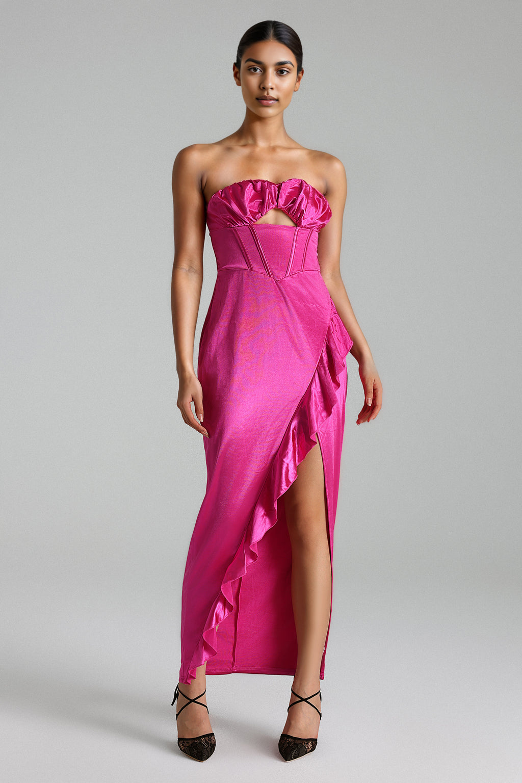 Joie Strapless Corset Ruffled Dress - Pink	