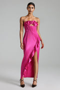 Joie Strapless Corset Ruffled Dress - Pink	