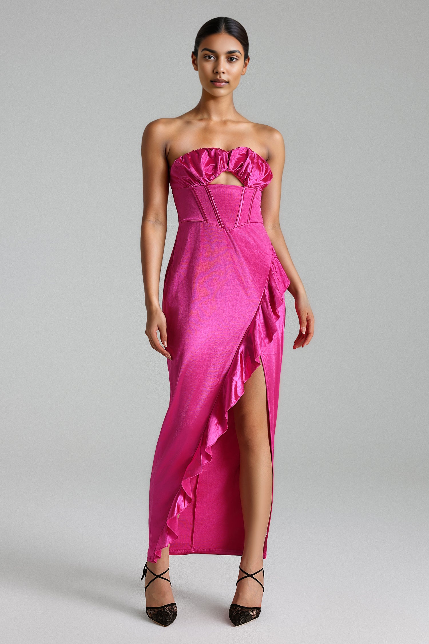 Joie Strapless Corset Ruffled Dress - Pink	