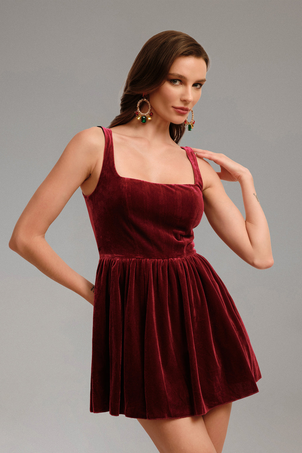 Kawayi Sleeveless Velvet Mini Dress	
