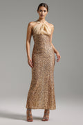 Sergio Halter Neck Sequined Dress	