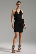 Vilina Halter V-neck Flowers Mini Dress	