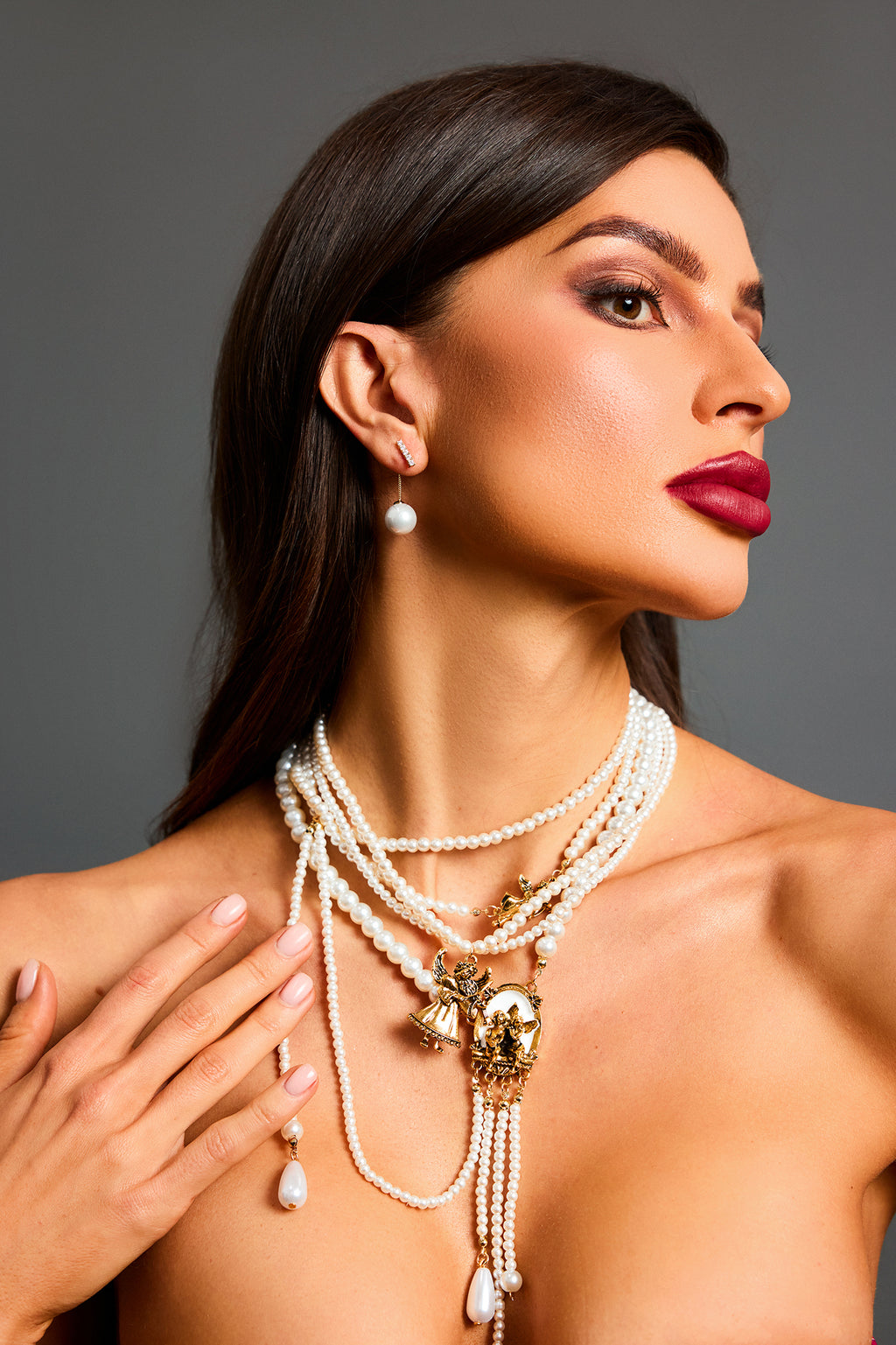 Talia Diamond Pearl Mini Earrings	