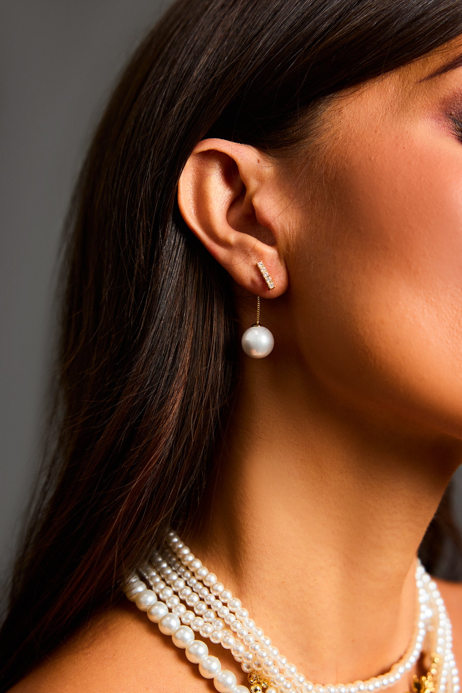 Talia Diamond Pearl Mini Earrings	