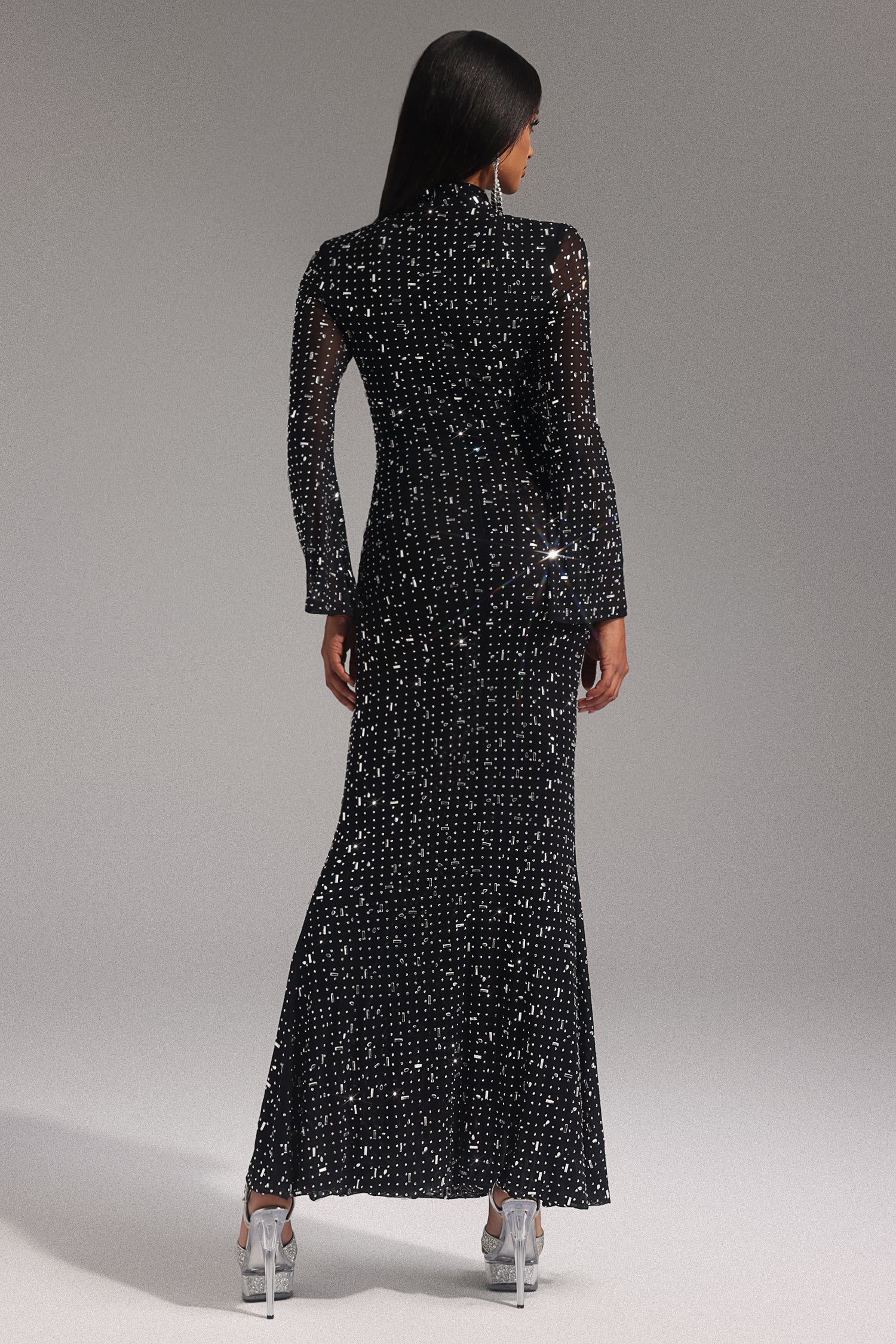 Eurien Choker Long Sleeve Diamond Maxi Dress	