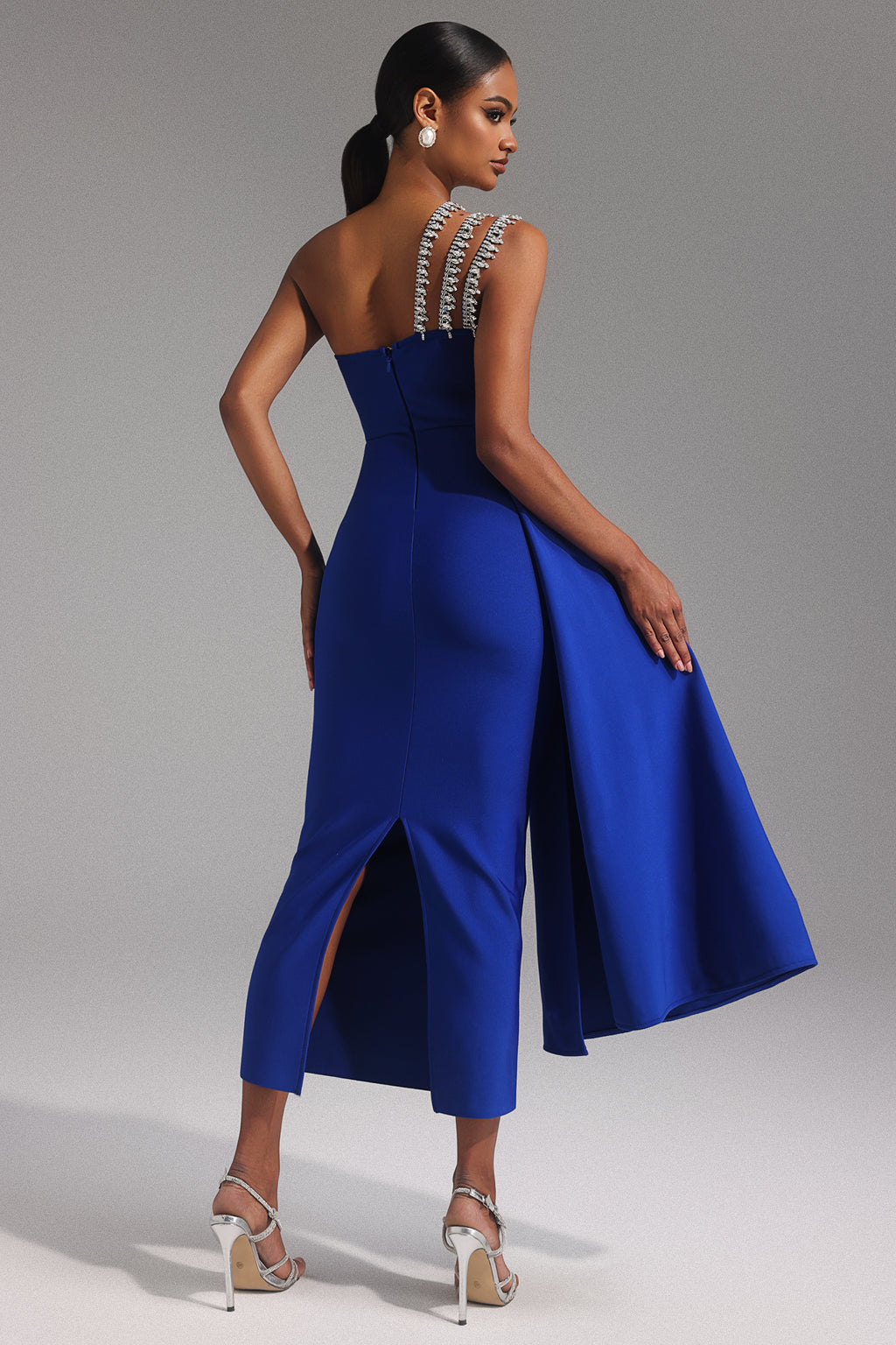 Marcella One Shoulder Diamond Bandage Maxi Dress	