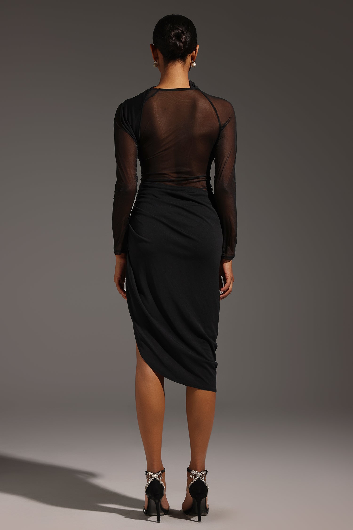 Piala Long Sleeve Hollow Out Midi Dress	