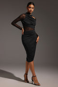 Piala Long Sleeve Hollow Out Midi Dress	