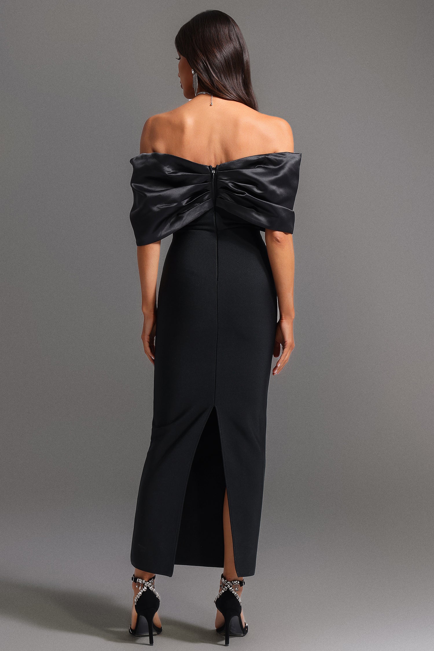 Soloma Off-the-Shoulder Diamond Maxi Dress	