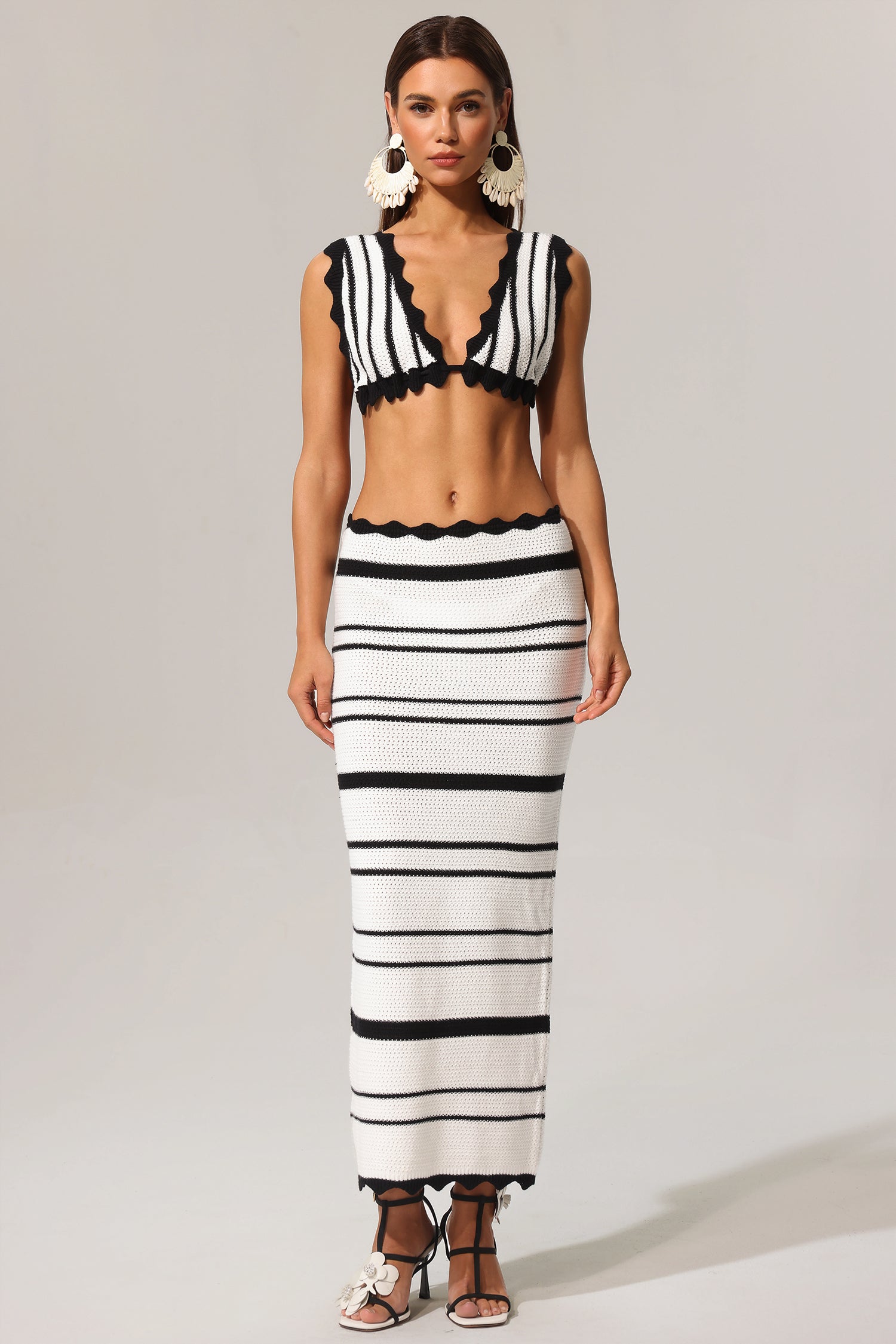 Tannen Hollow Out High Slit Two-Piece Set	