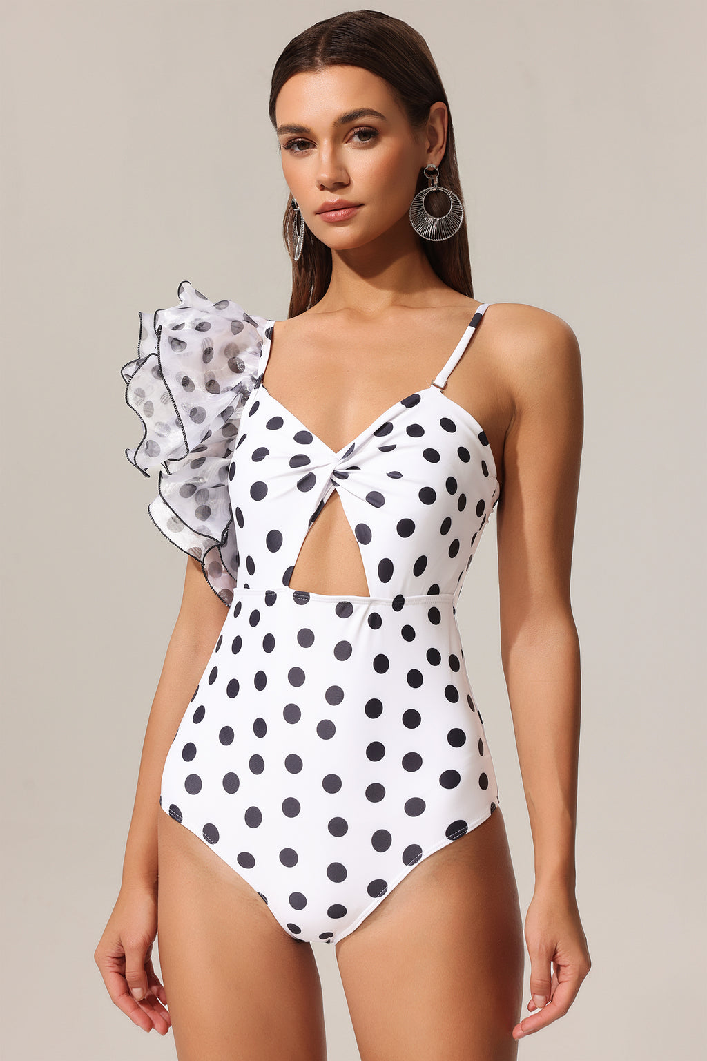 Rania Dot Printed  Hollow Out Mini Swimwear	