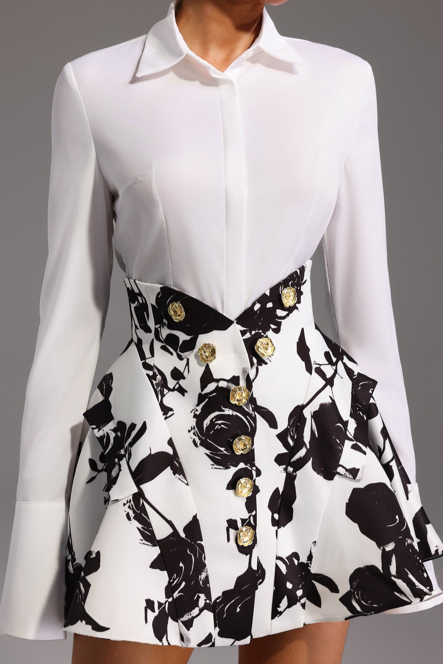 Eithne Long Sleeve Printing Mini Two-Piece Set	