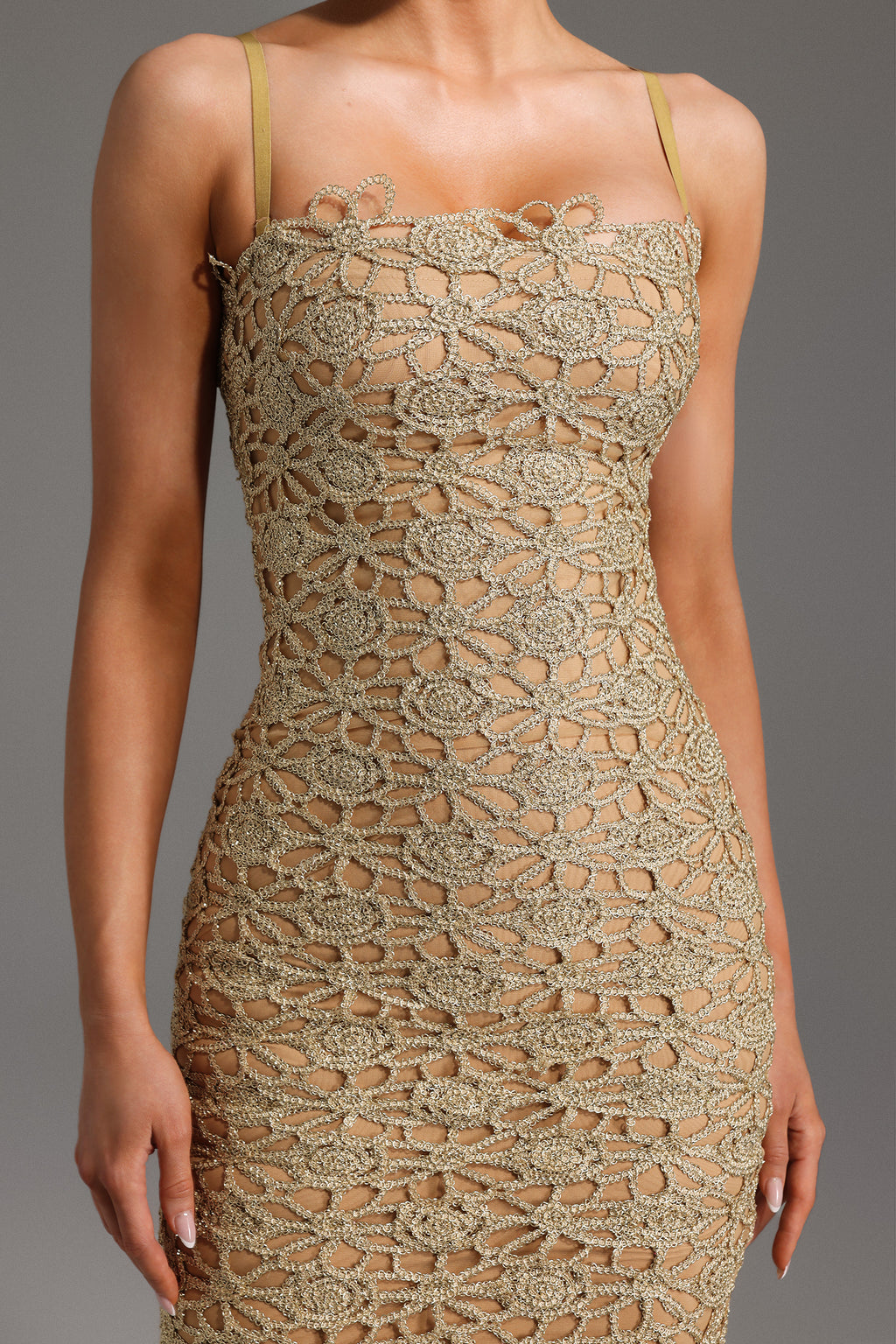Lelia Sleeveless Hollow Out Slit Midi Dress	