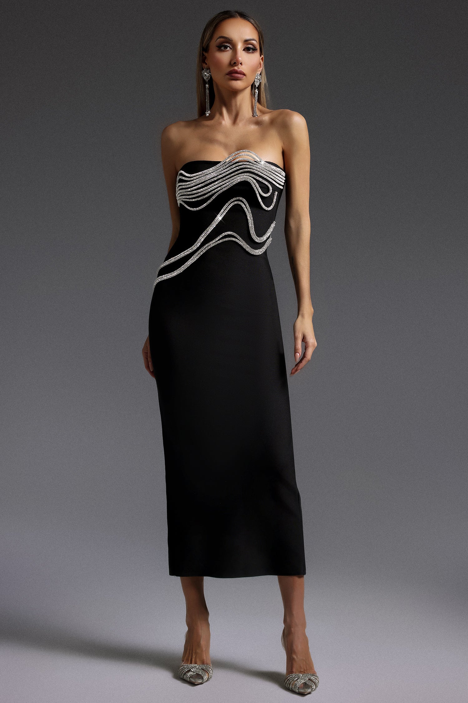 Oga Seeveless Diamond Bandage Maxi Dress	