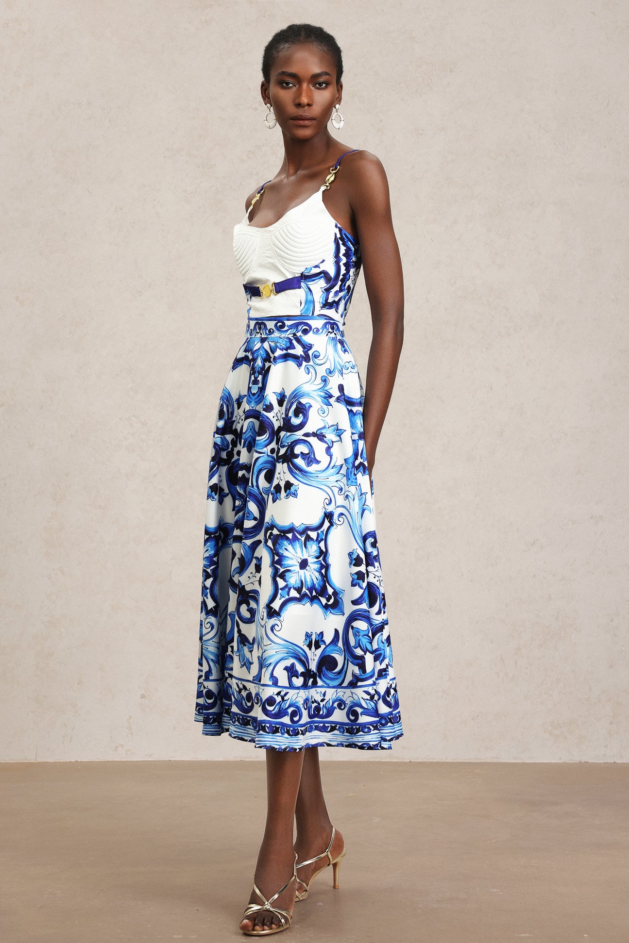 Kaona Halter Floral Printed Top And Skirt Two-Piece Set	