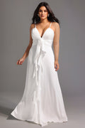 Yvonne Sleeveless V-Neck Flowers Flounce Maxi Dress	