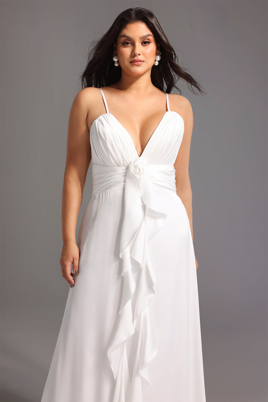 Yvonne Sleeveless V-Neck Flowers Flounce Maxi Dress	