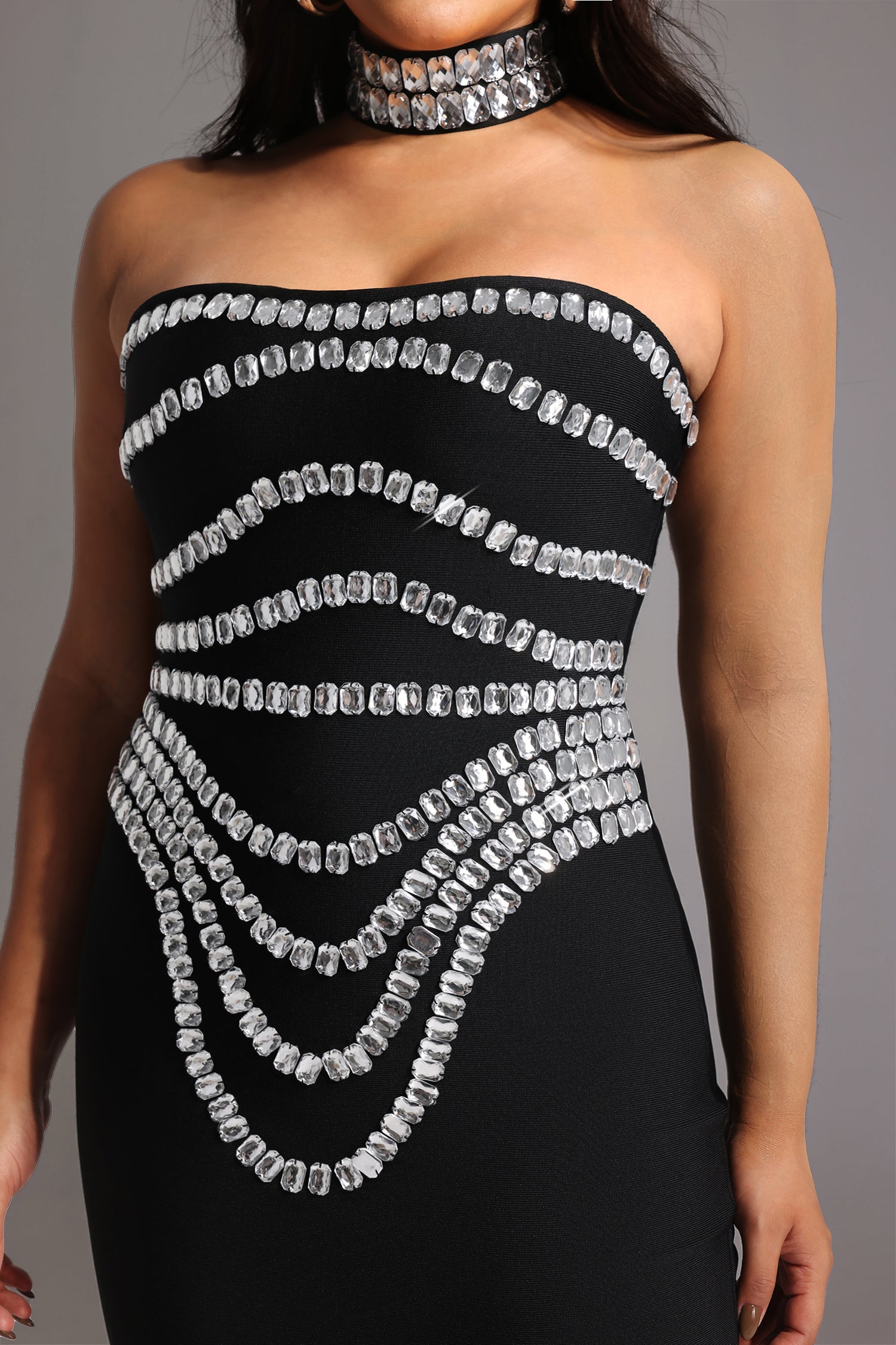Wanda Sleeveless Diamond Bandage Maxi Dress	